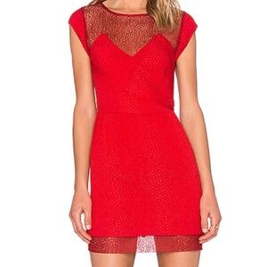NWT Kooples Red Relief Crepe and Lace Dress Size 3 Which Is 12-14 Womans